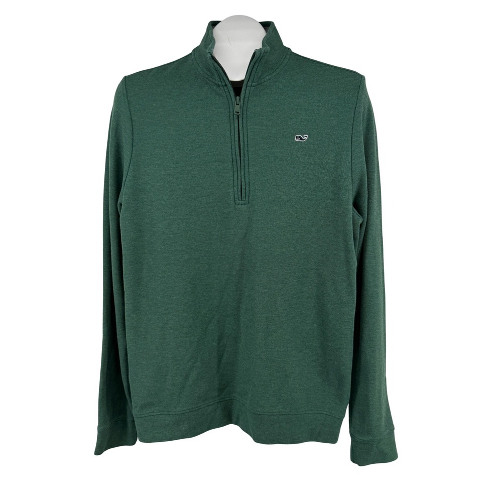 Vineyard Vines Pullover kids XL (18) Green 1/4 Zip Pima Cotton Whale Logo